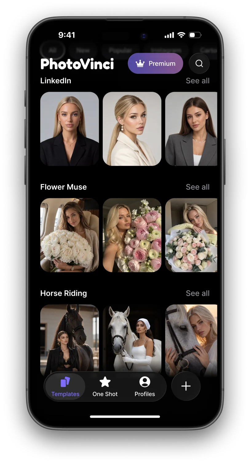 PhotoVinci's templates, grouped by style